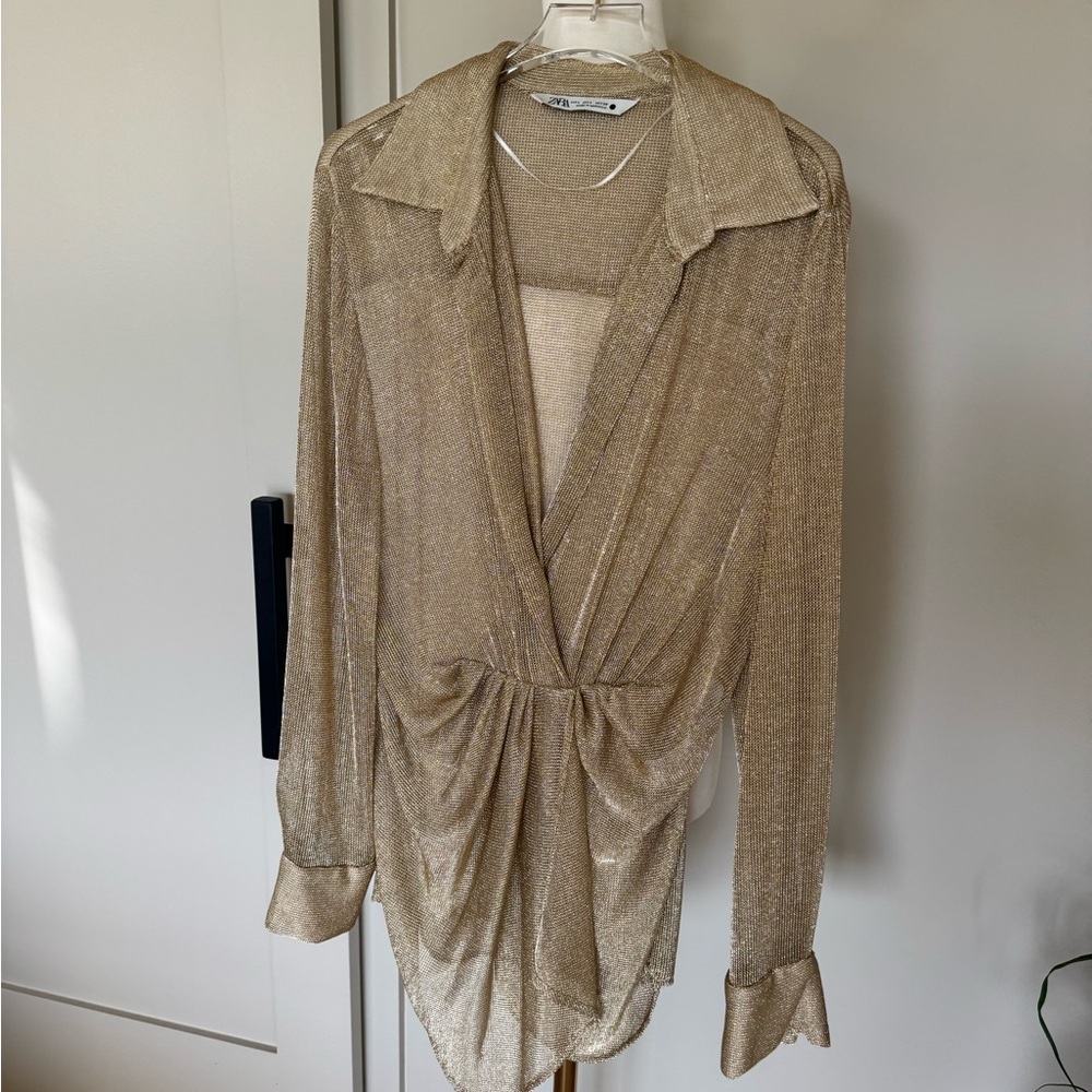 Zara Metallic Knit Top